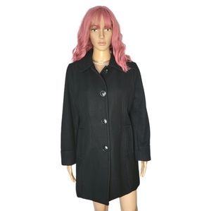 ST JOHN'S BAY WOMEN'S WOOL PEA COAT BLACK SIZE PL